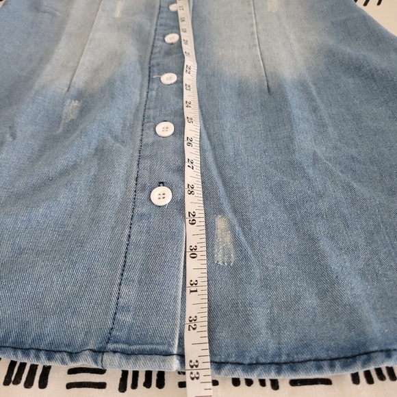 MISSLOOK Women's Long Sleeve Pocket Buttoned Distressed Denim Shirt Dress Size M - Picture 5 of 11